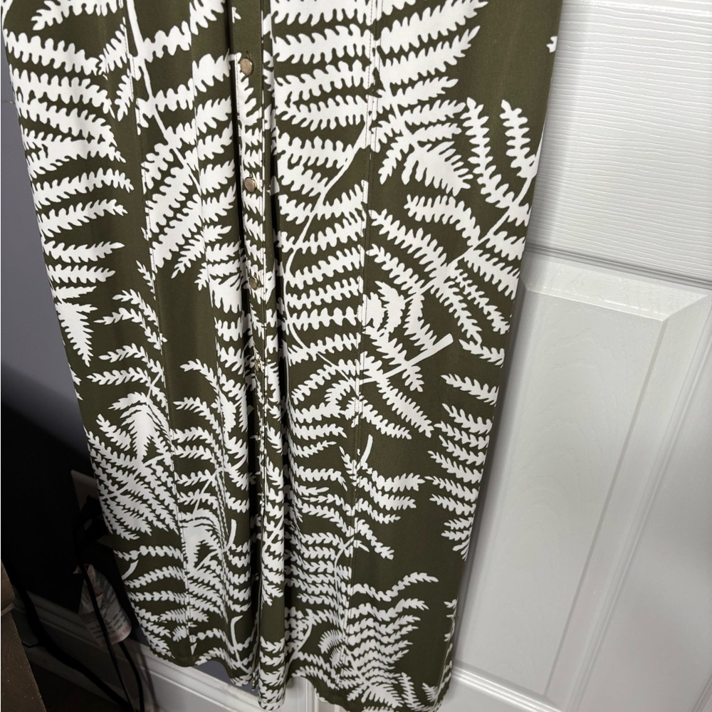 Talbots Olive Green White Button Front Sleeveless… - image 3